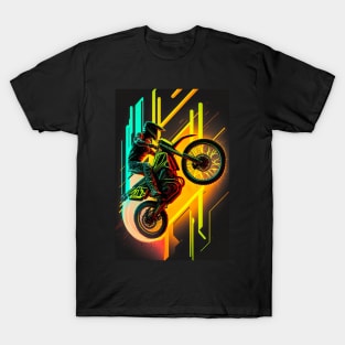 Cyber Future Dirt Bike With Neon Colors T-Shirt